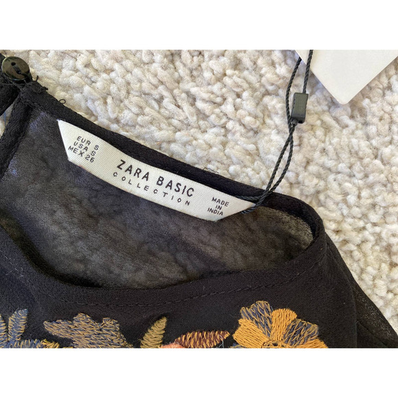 Zara Sheer Long sleeve embroidered dress - Picture 7 of 9